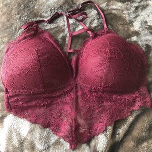 Maroon lace bralette